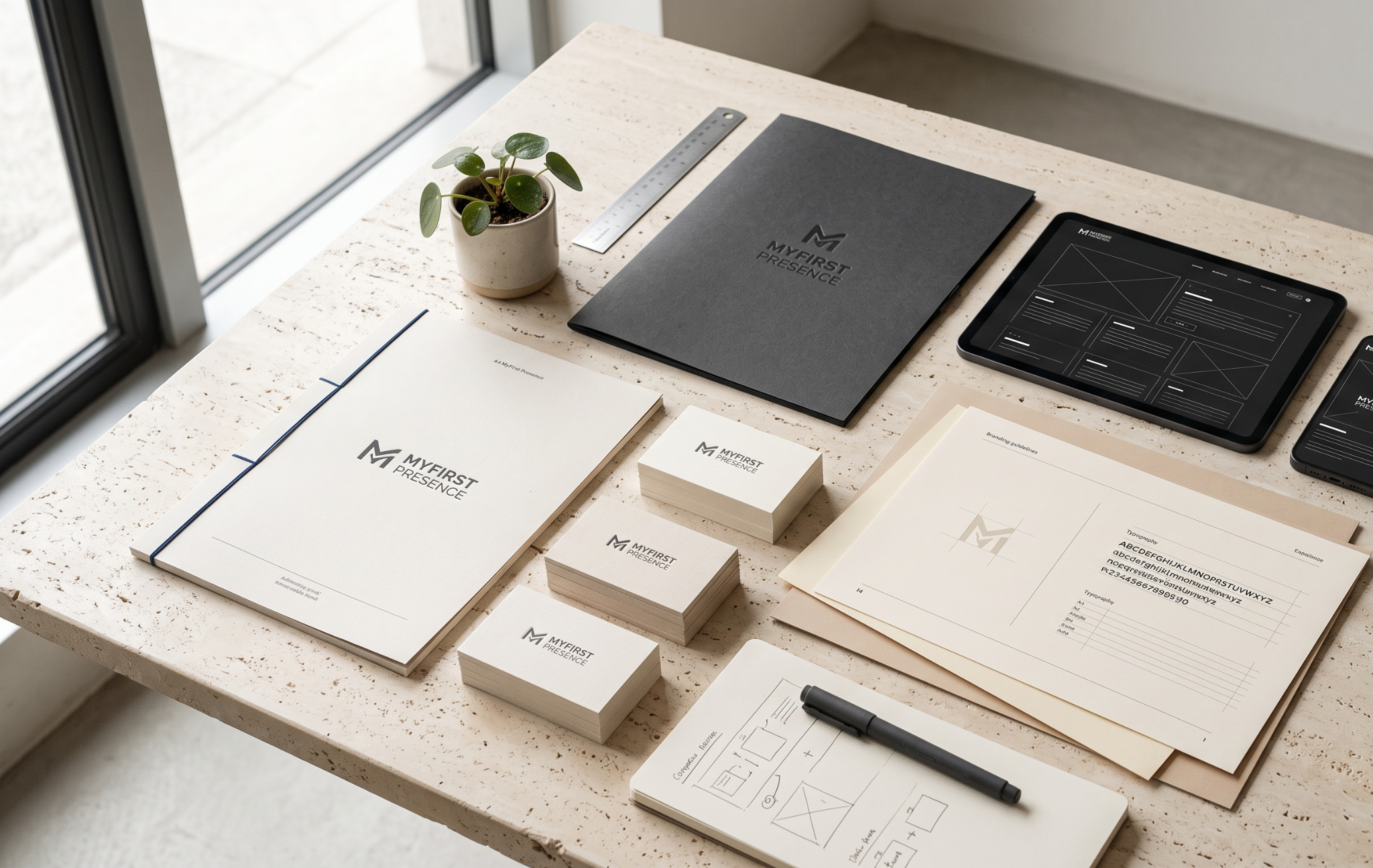 MyFirst Presence brand identity workspace